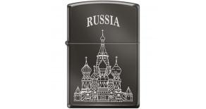 Зажигалка ZIPPO Собор Василия Блаженного, с покрытием Black Ice®, латунь/сталь , чёрная, 36x12x56 мм